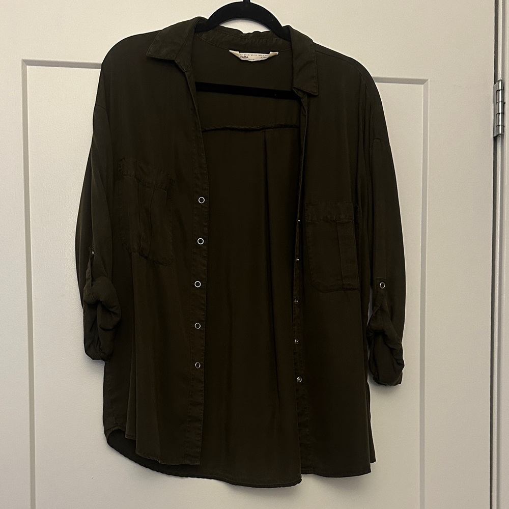 Olive Green Button-Up Shirt